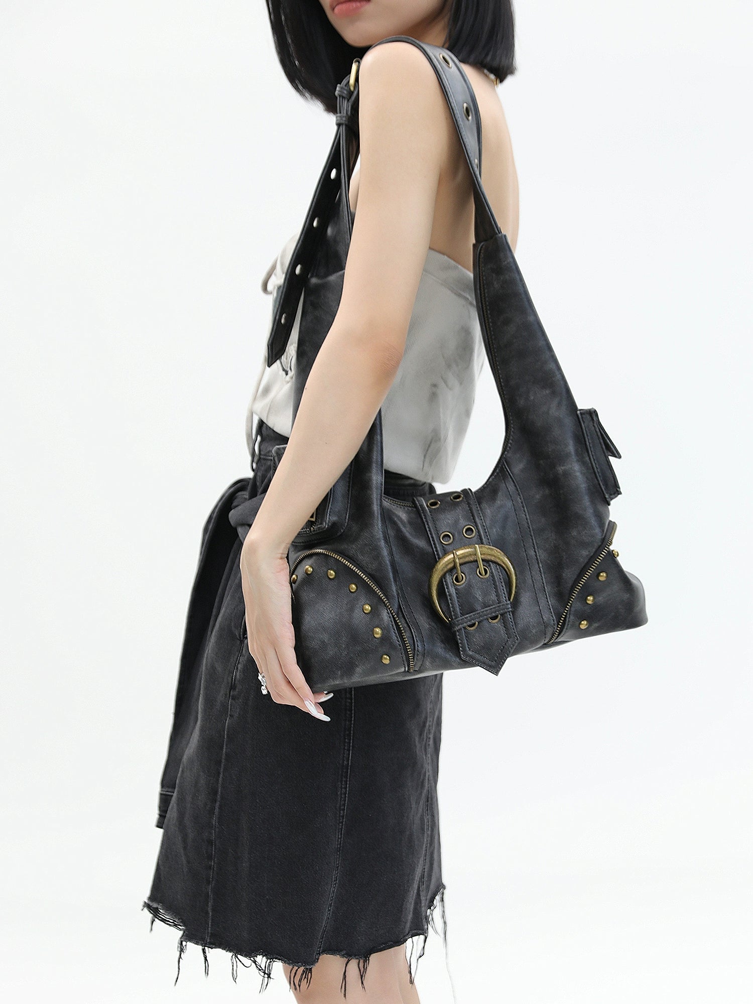 JANDRESS Retro Rivet Messenger Bag