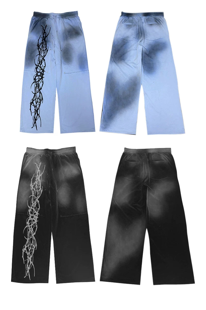 PAIKI Thorn Ink Splatter Baggy Sweatpants
