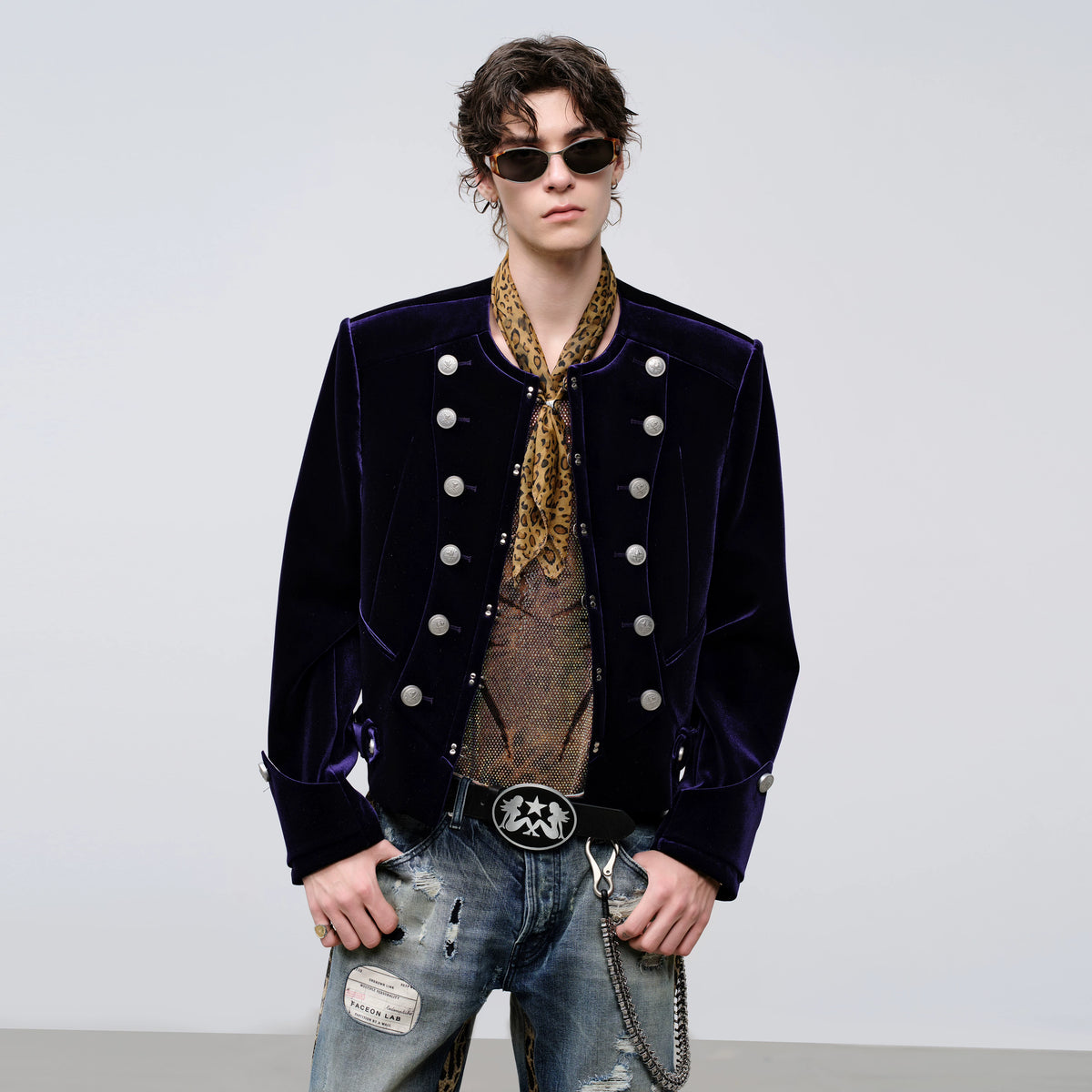 FACEON LAB Purple Velvet Napoleon Jacket
