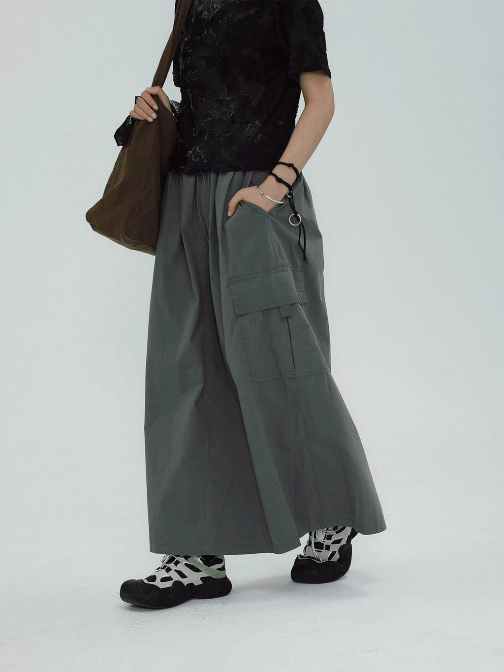 STILLYOU Vintage Versatile Tooling Double Pocket Skirt