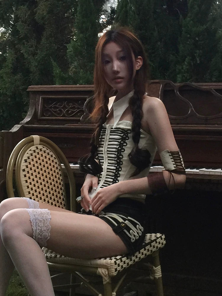 FayChui Baroque Court Cropped Corset Top