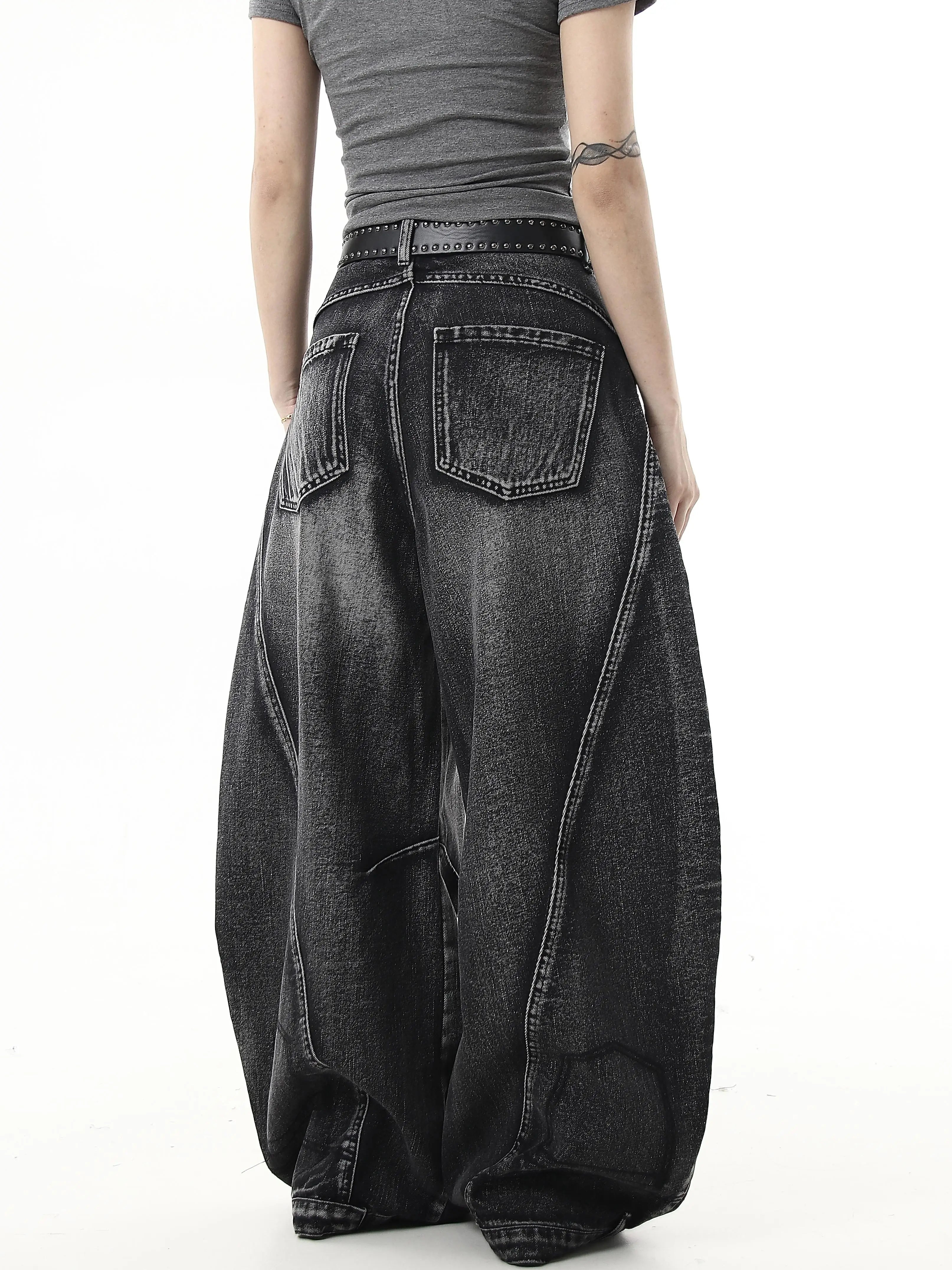 BLACKLISTS Ripped Premium Wide Leg Jeans
