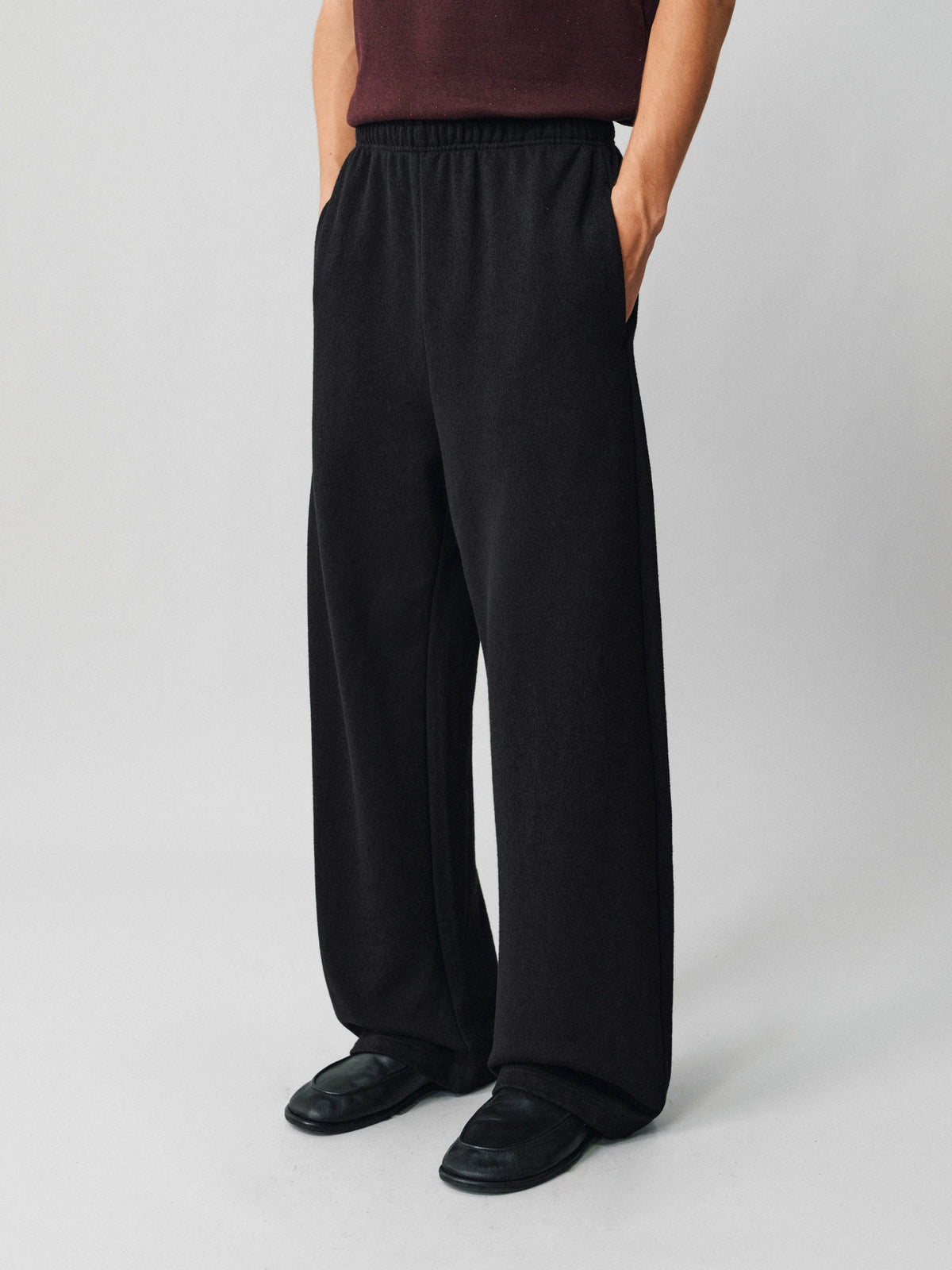 NONRADICAL High-End Linen-Texture Knit Curved Sweatpants