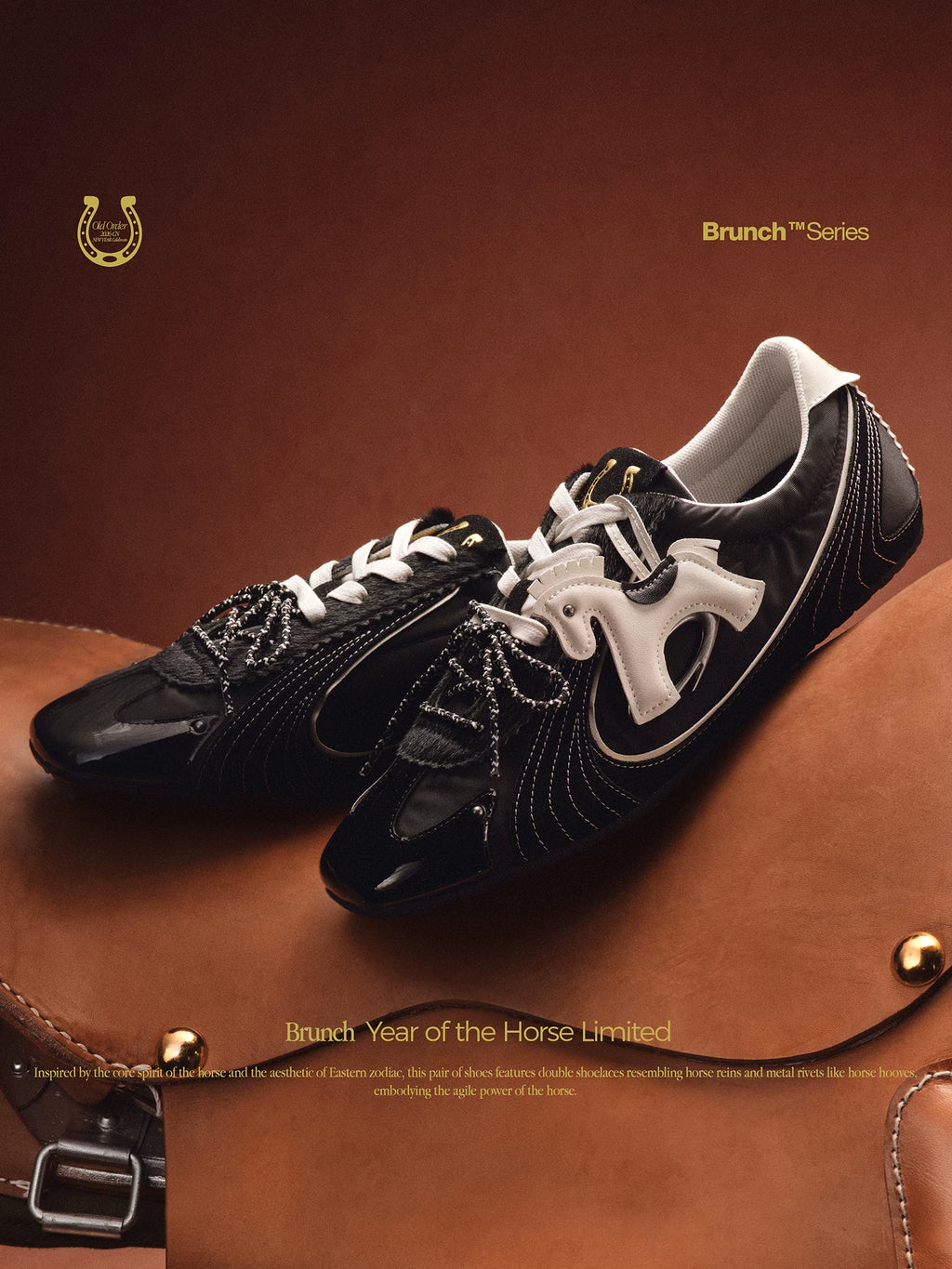 OLD ORDER Horse-Print Leather Lace-Up Sneaker