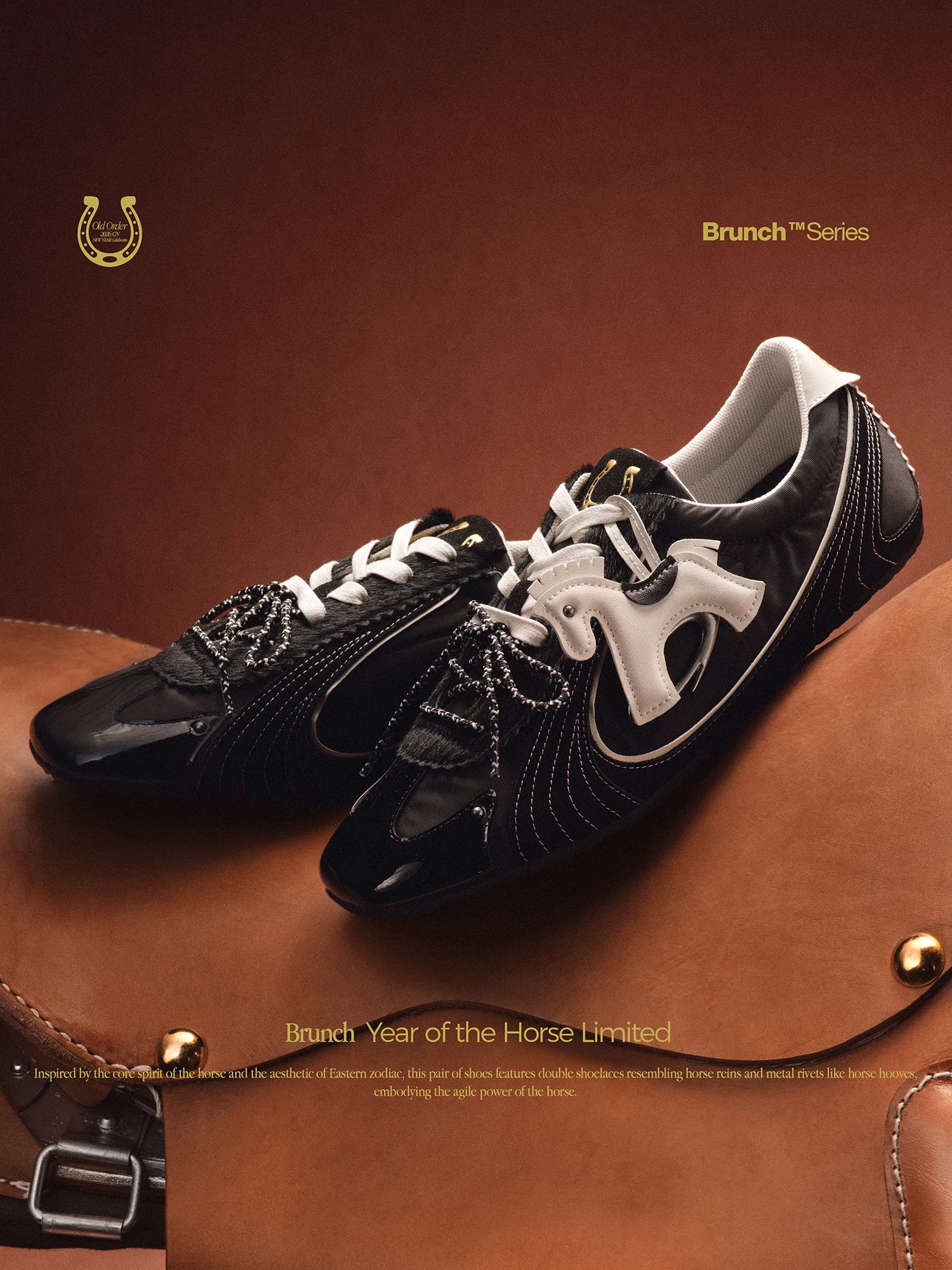 OLD ORDER Horse-Print Leather Lace-Up Sneaker