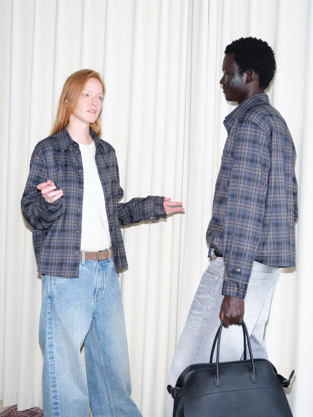 VLABMADE Vintage Plaid Long-sleeved Shirt Jacket