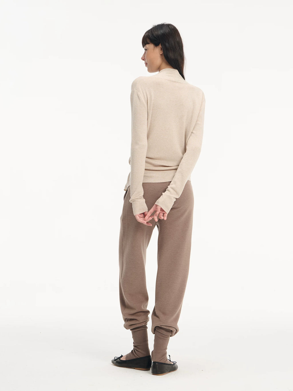 LINY LIBERTY Wool Blend Cross V-Neck Loose Knit Cardigan