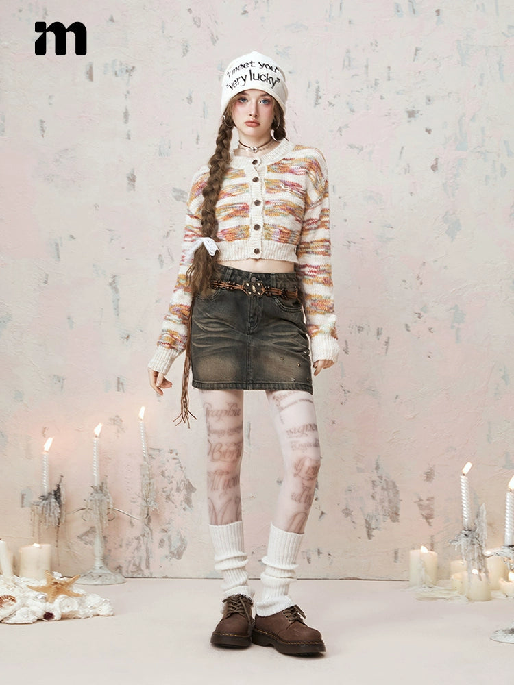 IMONE Striped Thin Soft Waxy Knitted Sweater