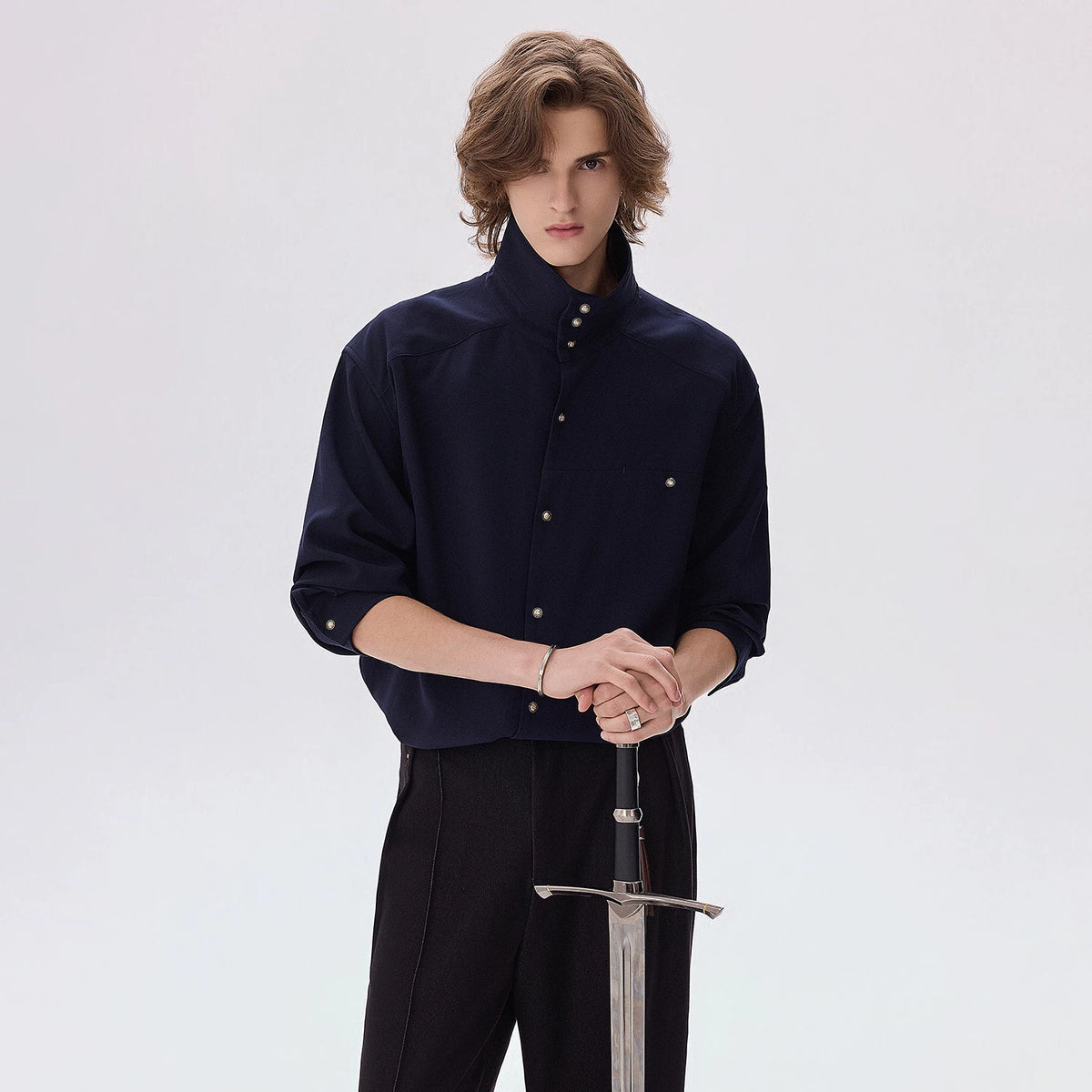 CHOR Stand Collar Long-Sleeve Shirt