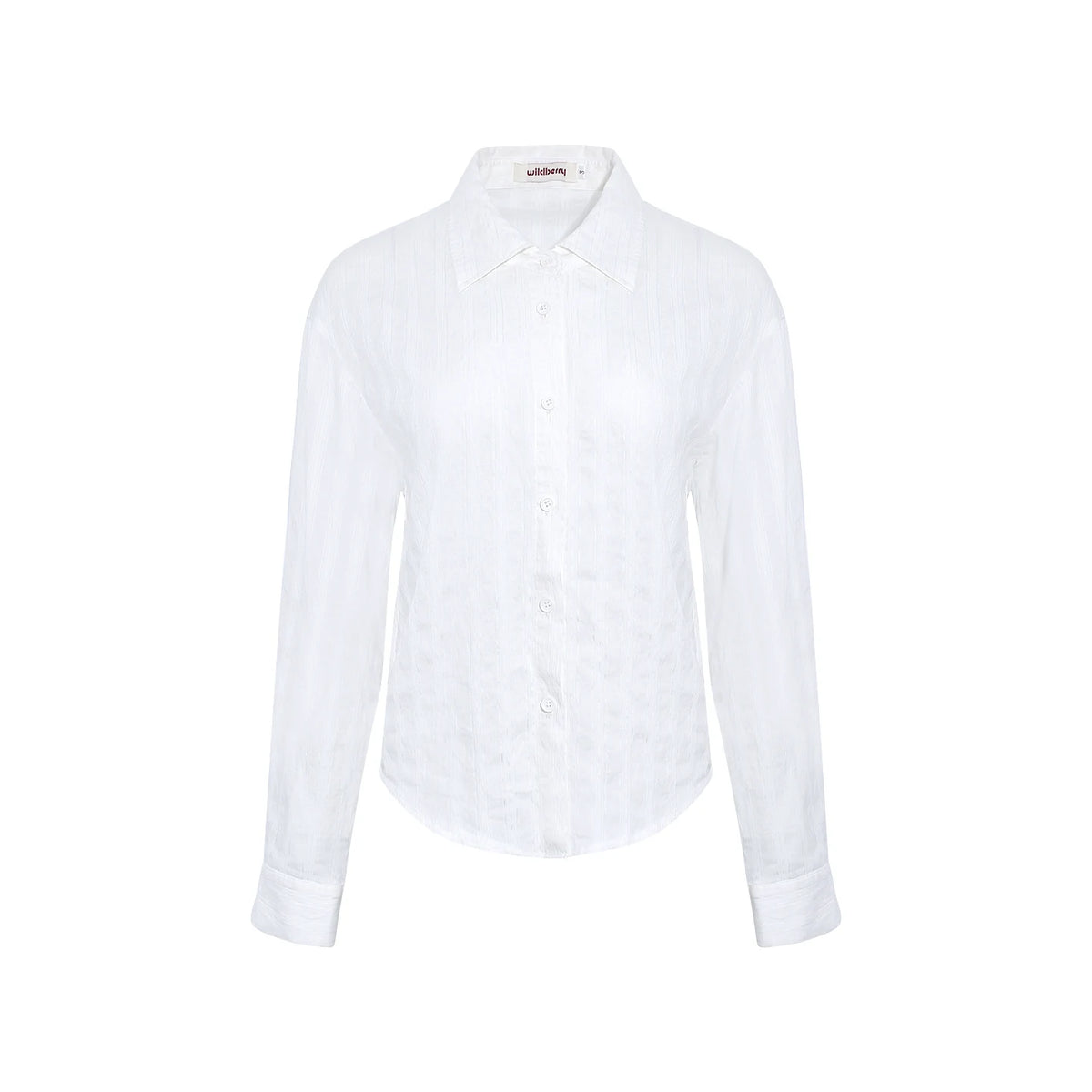 Wildberry White Long-Sleeve Breathable Slim Fit Blouse