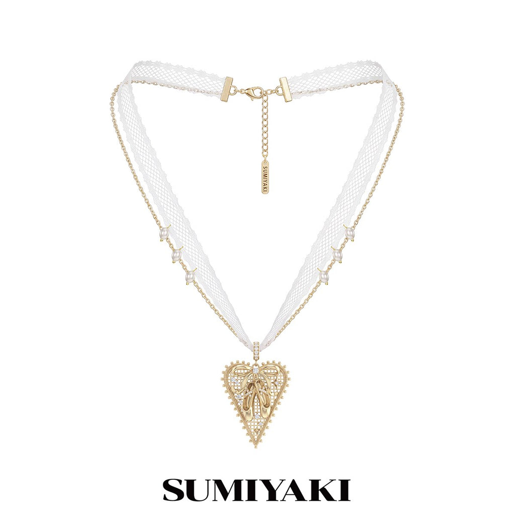 SUMIYAKI Lace Heart Pendant Necklace