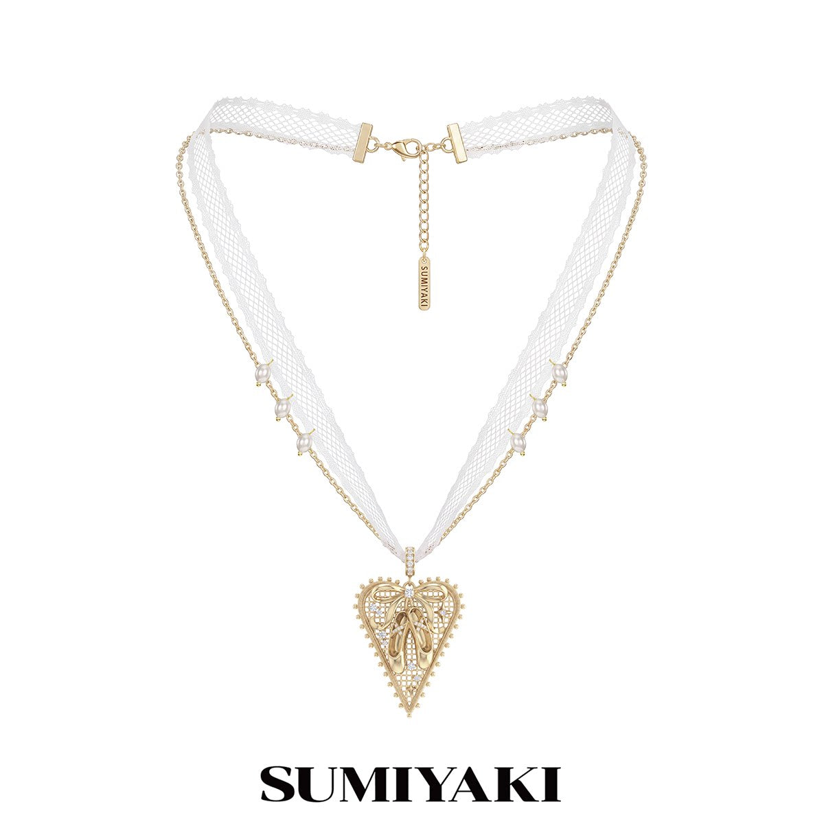 SUMIYAKI Lace Heart Pendant Necklace
