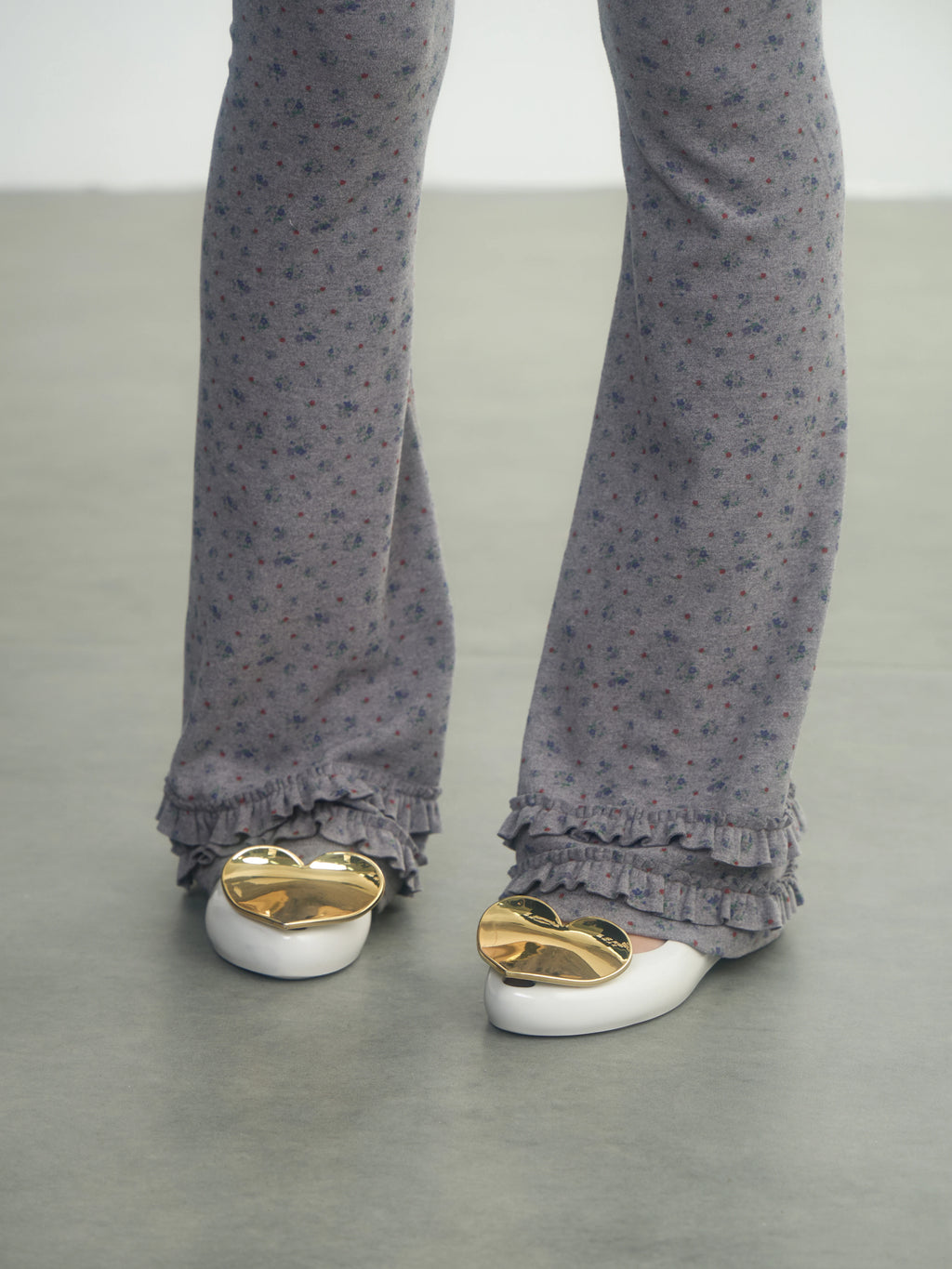 In Two Twos German Velvet Micro-flared Leggings Floral Trousers
