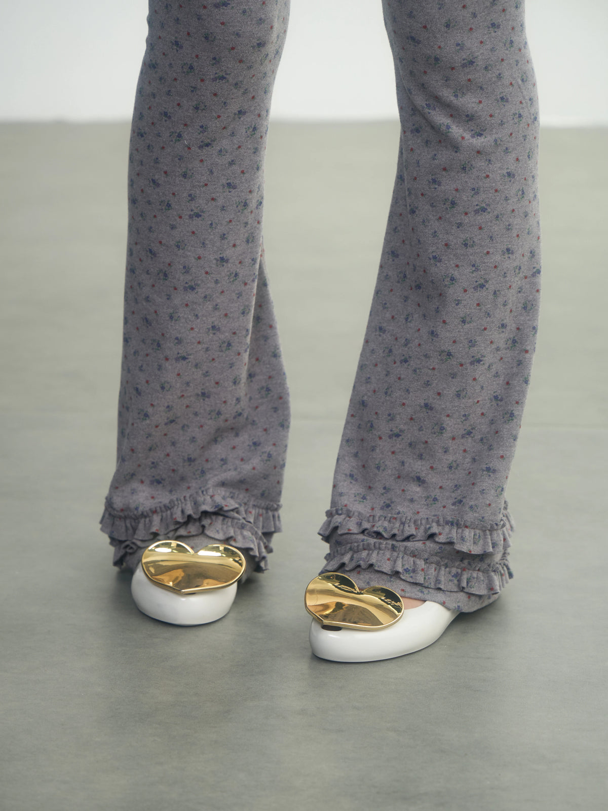 In Two Twos German Velvet Micro-flared Leggings Floral Trousers