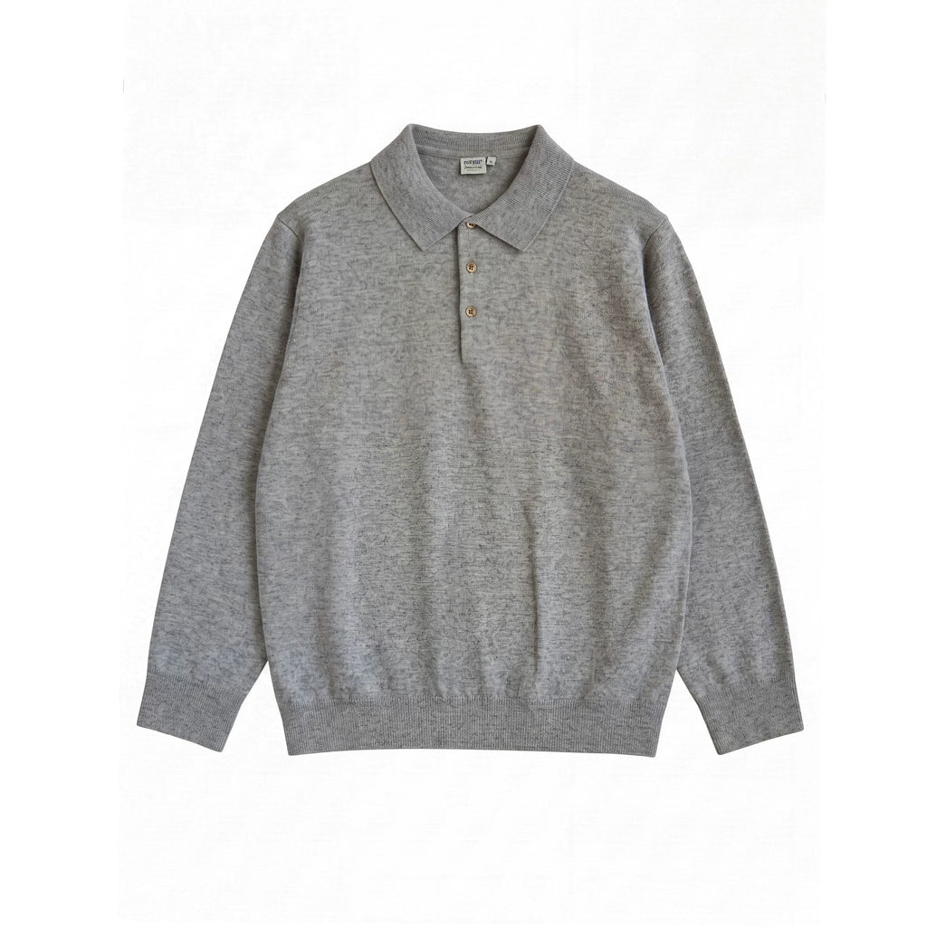 BUTTBILL Knit Wool-Blend Shell-Button Long-Sleeve Polo
