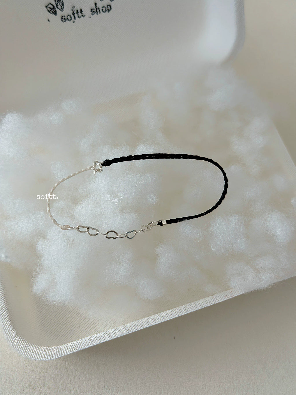 softt Sterling Silver Braided Star Heart Bracelet