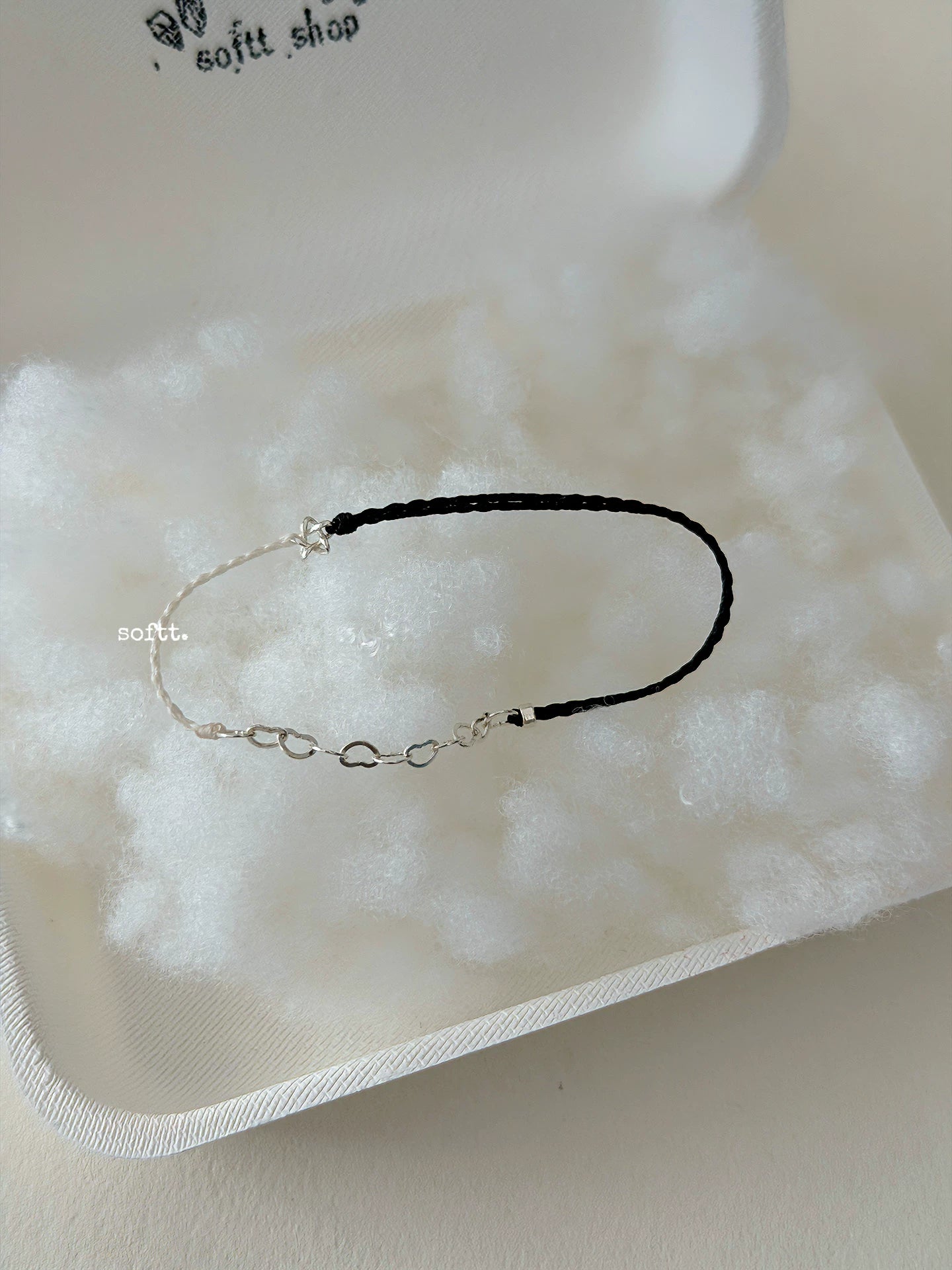 softt Sterling Silver Braided Star Heart Bracelet