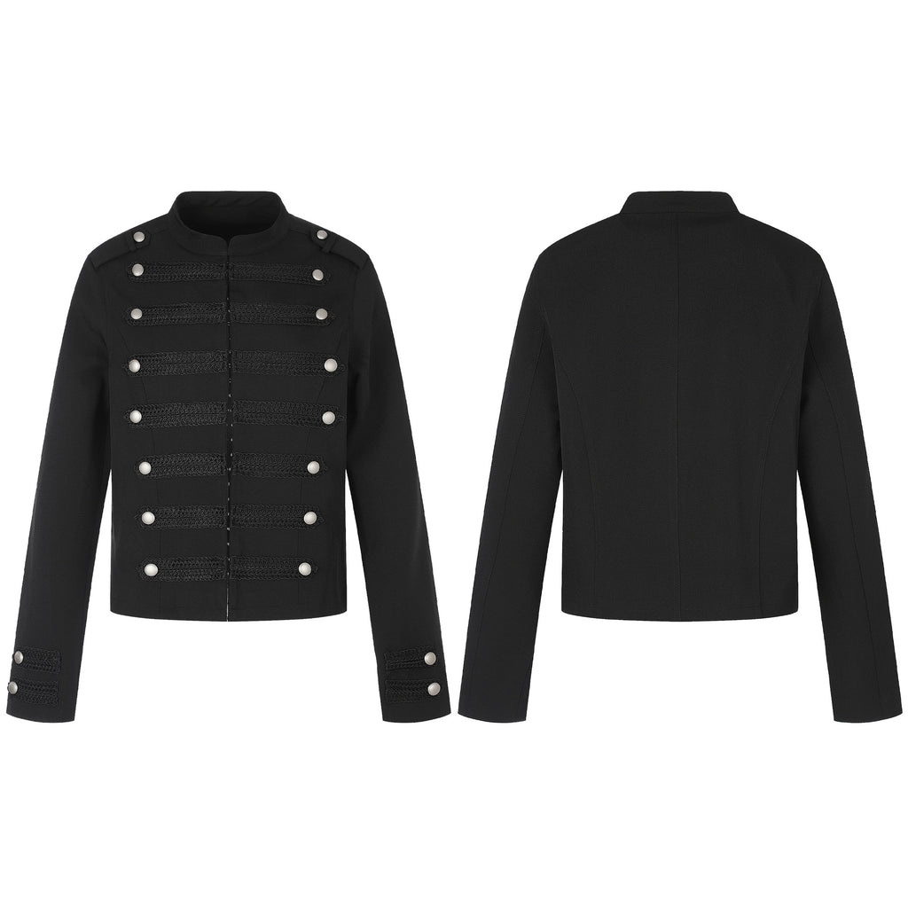 11KN Slim Fit Embroidered Punk Stand Collar Jacket