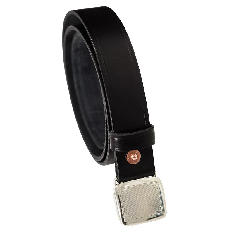 Mbbcar Vintage Leather Belt with Brass Buckle
