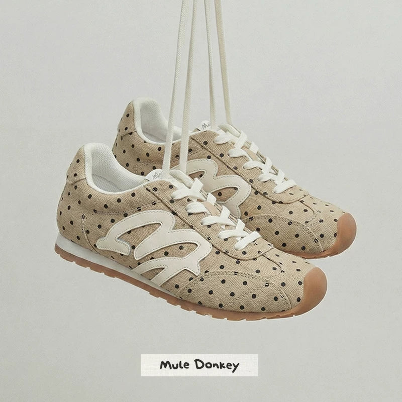Mule Donkey Leopard Print Suede Lace-Up Retro Sneaker