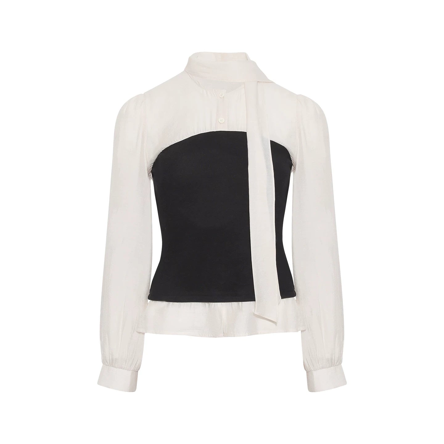 Wildberry Faux Two-Piece Patchwork Breathable Long-Sleeve Tee
