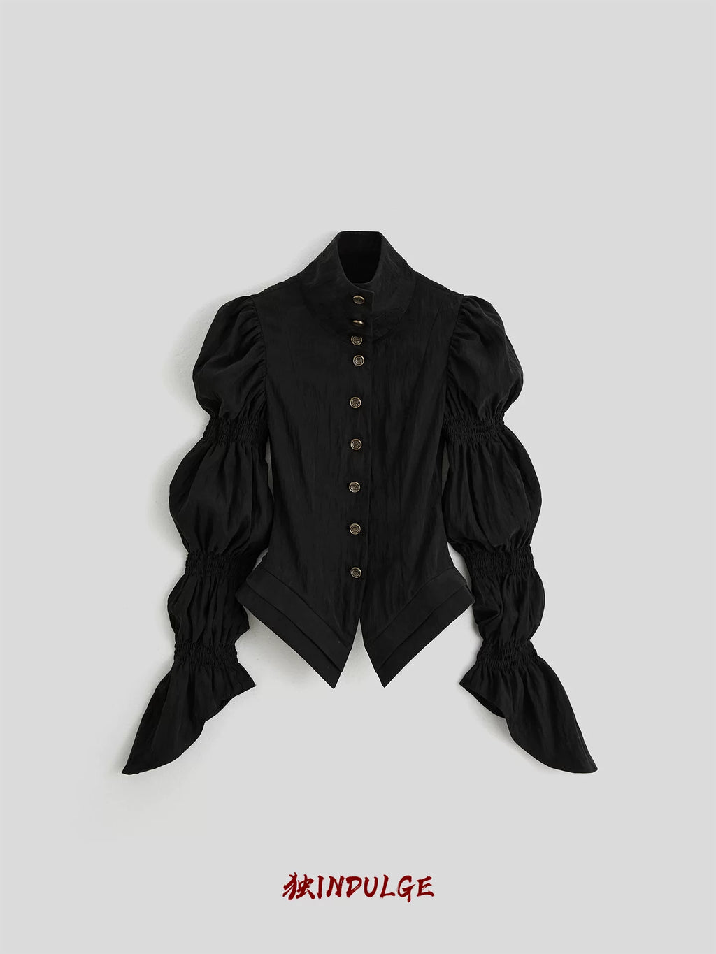 INDULGE Shen Cupro Lantern Sleeve Waist-Cinched Blouse