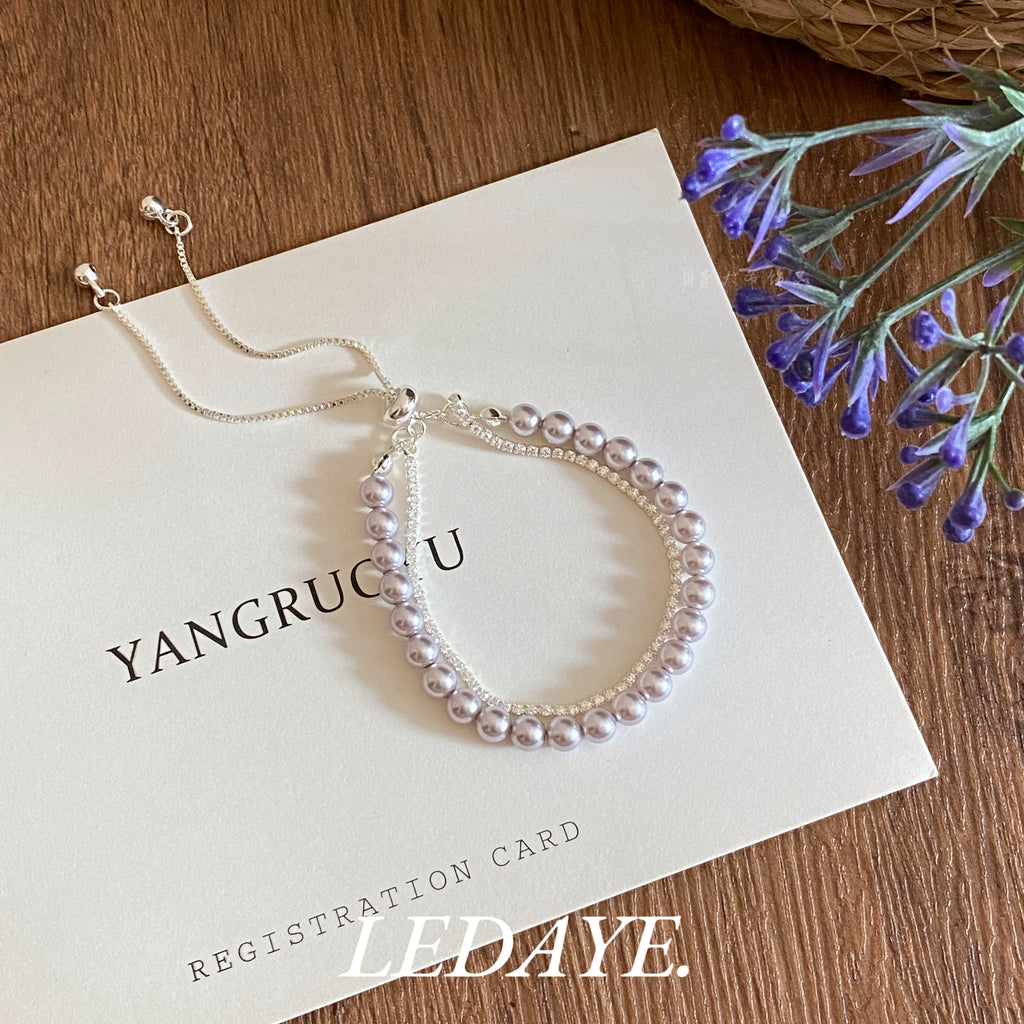 LIDAYE Pearl Double-Layer Zirconia Bracelet