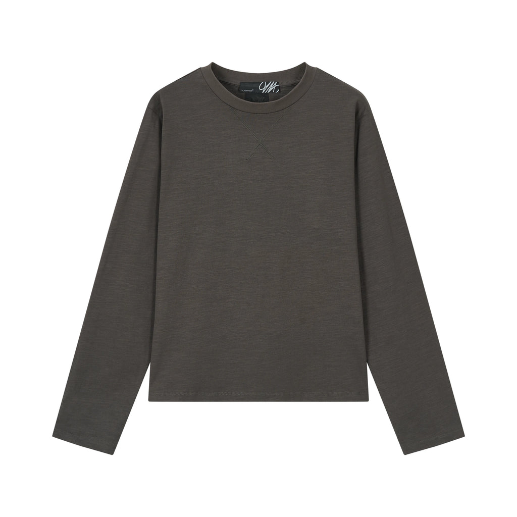 VLABMADE Slub Texture Cross Stitching Embroidered Long-Sleeve Tee