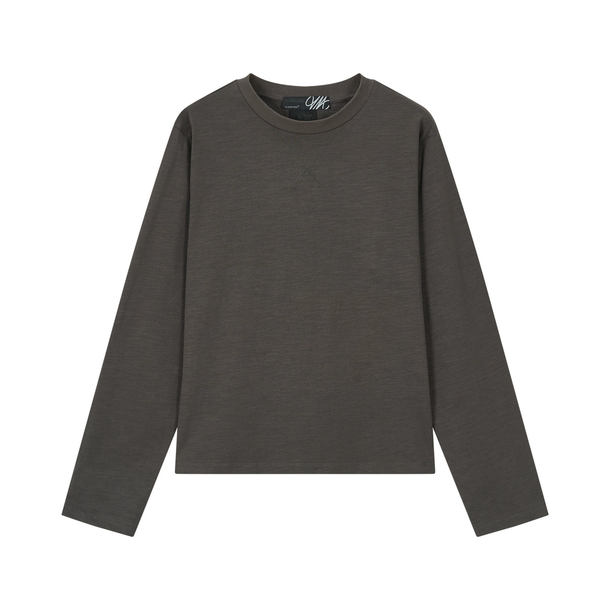 VLABMADE Slub Texture Cross Stitching Embroidered Long-Sleeve Tee