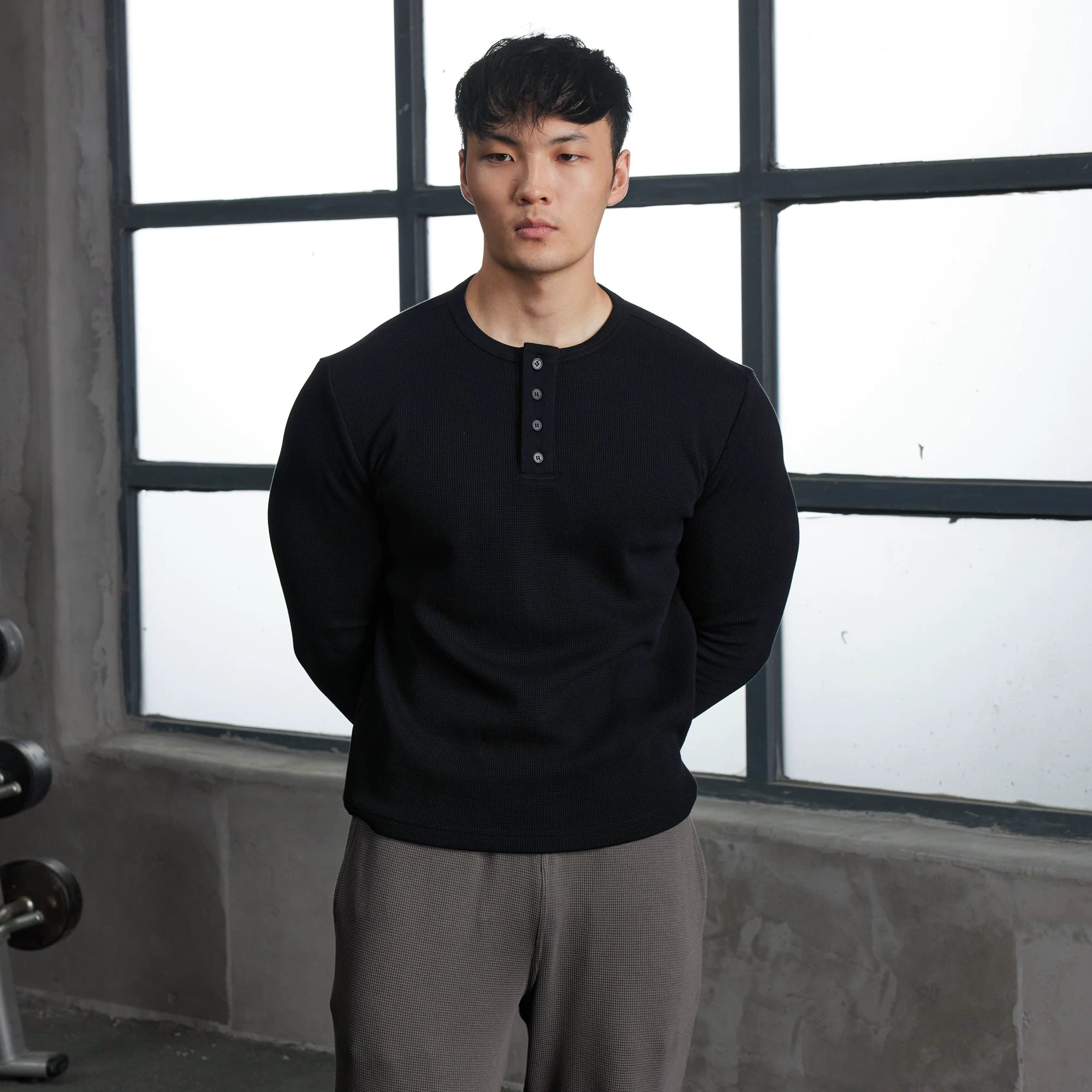 AFTERGLOW Soft Waffle Henry Neck Long Sleeve