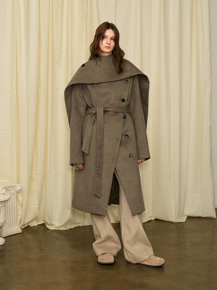 KREATE Wool Swinging Neck Scarf Woolen Coat