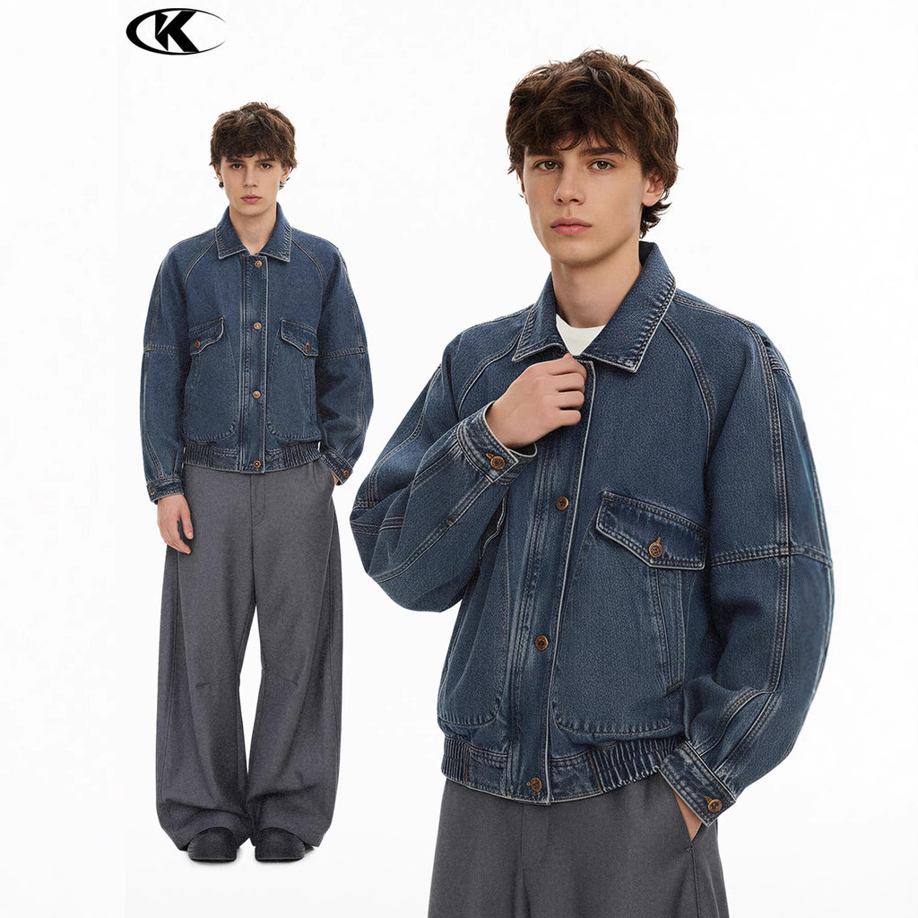 11KN Washed Denim Loose Utility Jacket