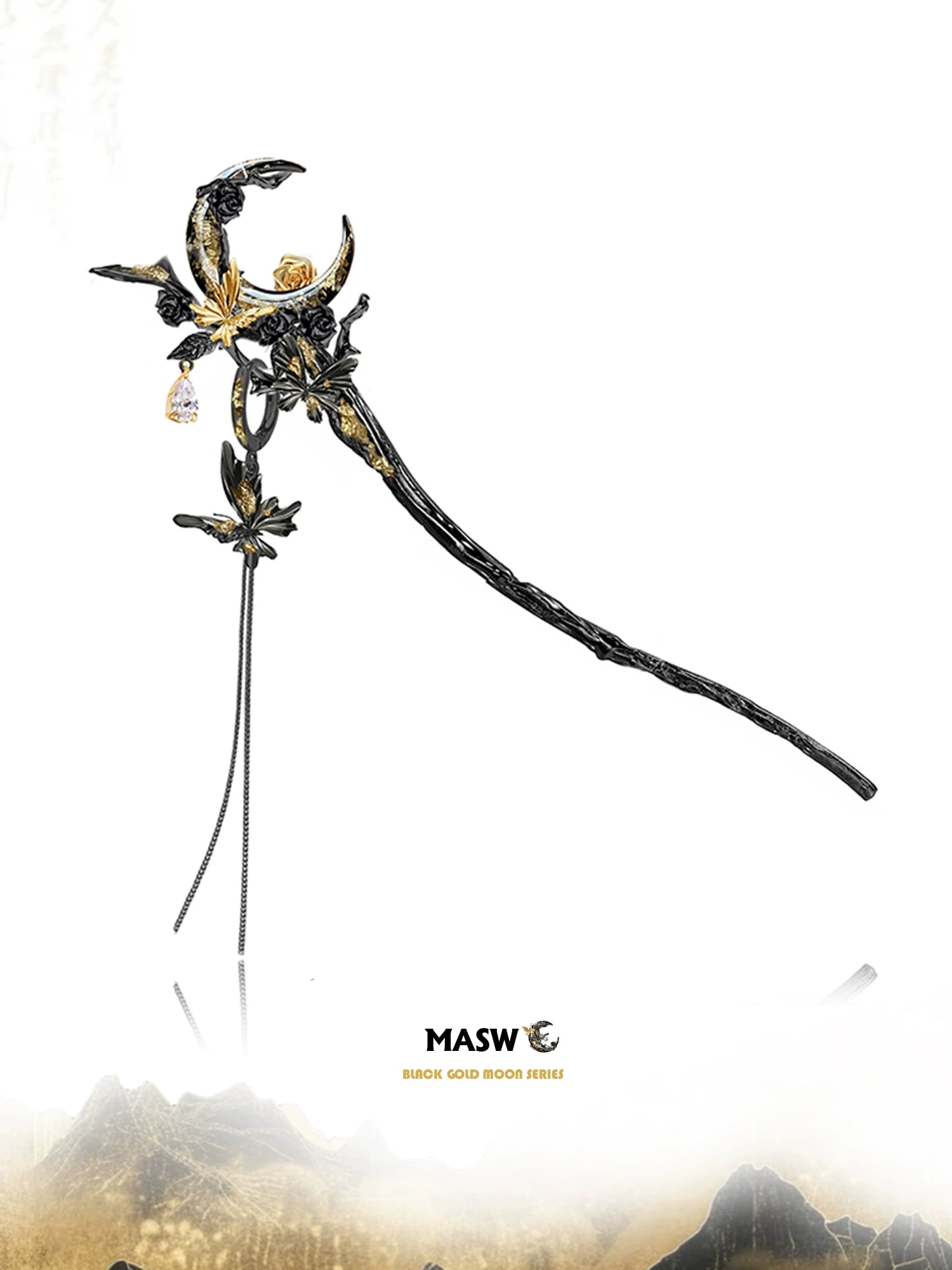 MASW Moon Butterfly Dance Retro New Chinese Tassel Hairpin
