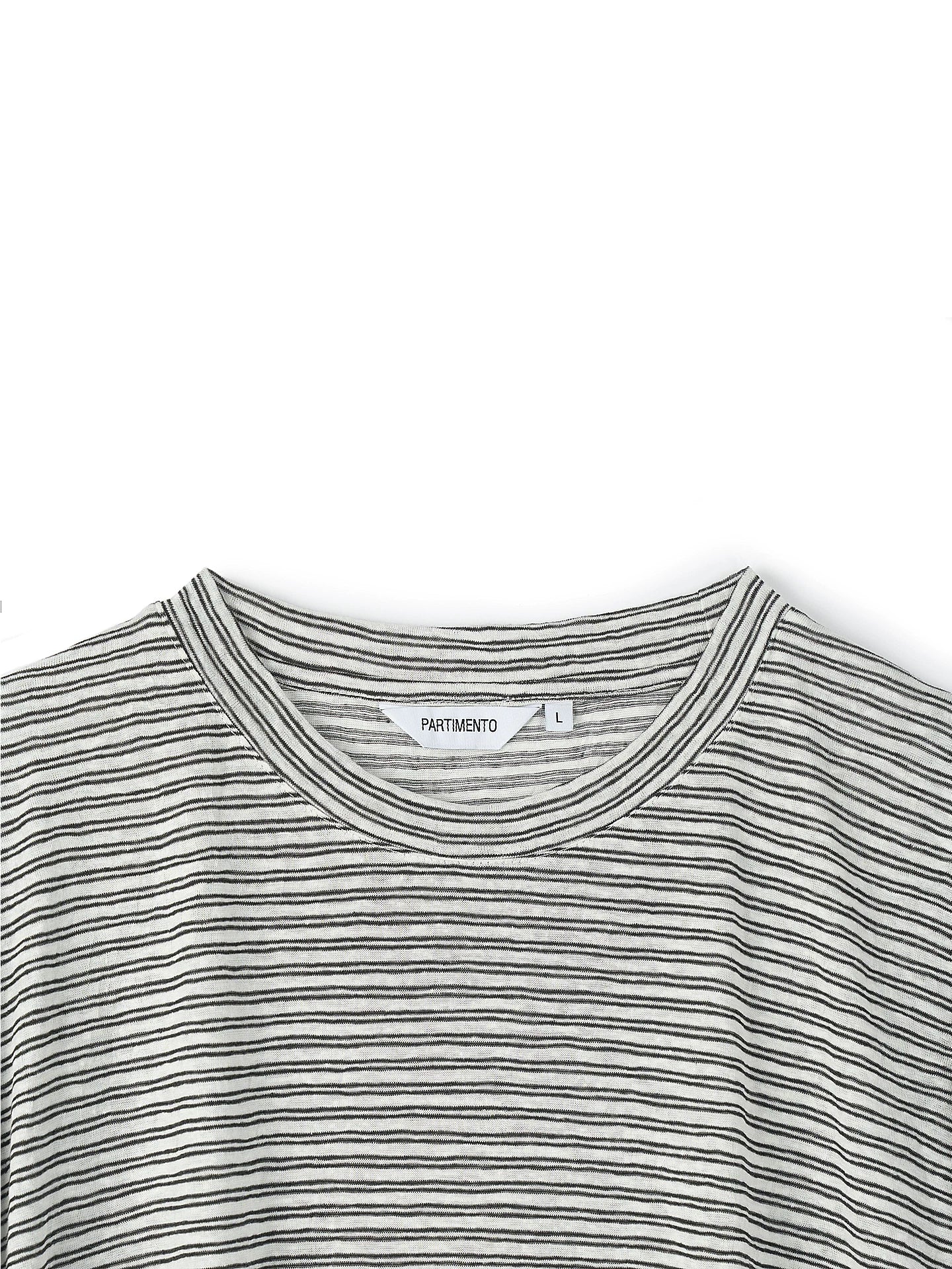 PARTIMENTO Fine Stripe Linen Breathable Oversized Tee