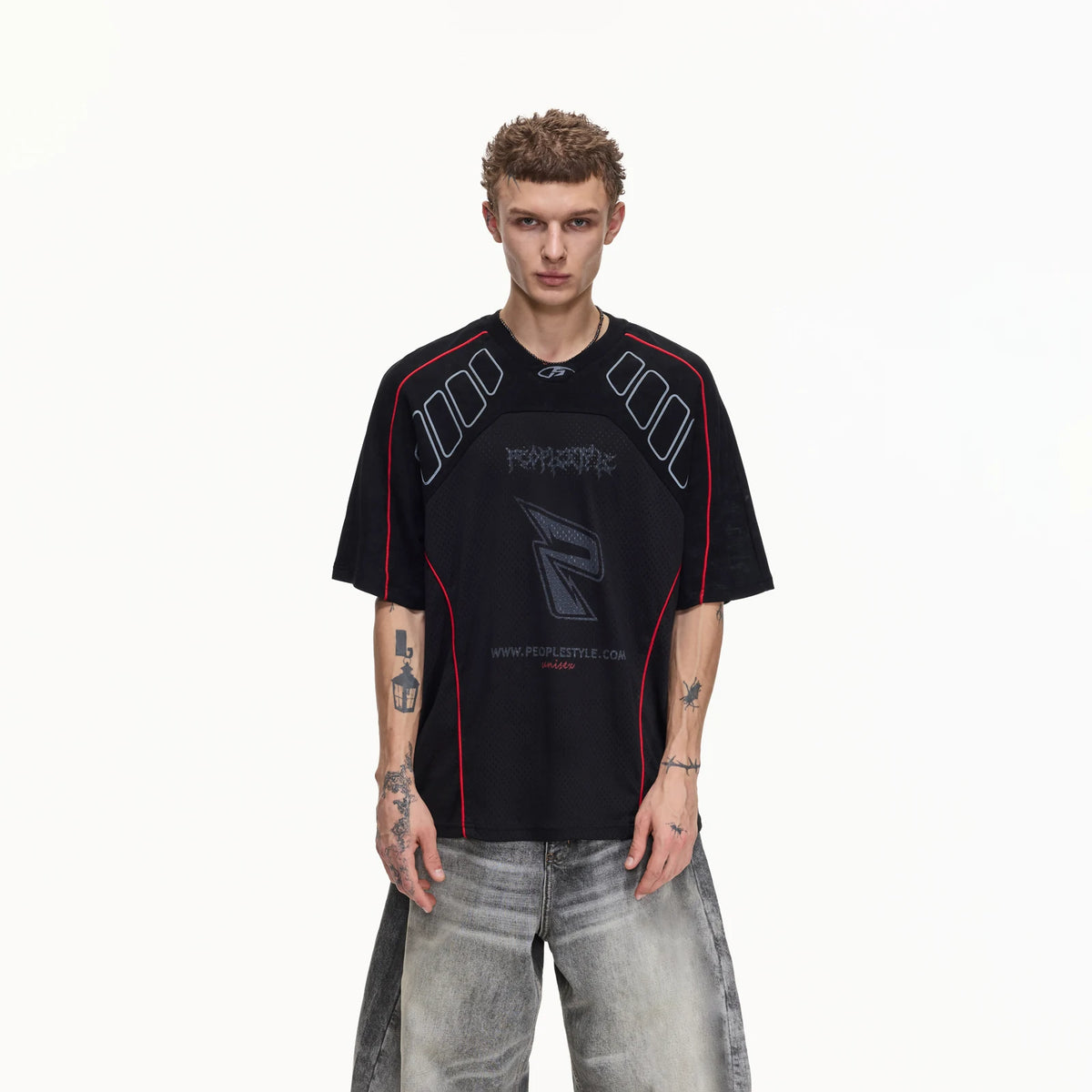 PEOPLESENSE Racing Quick-Dry Breathable Loose V-Neck Tee