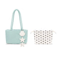 JANDRESS Mint Green Woven Polka Dot Underarm Bag