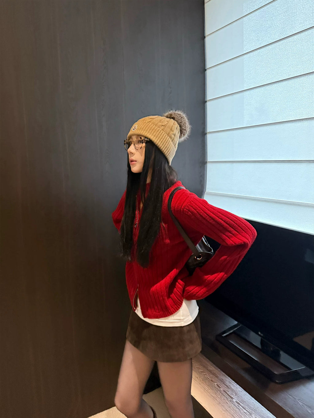 YOUNG KYLIN Thickened Korean Double Zipper Knitted Jacket