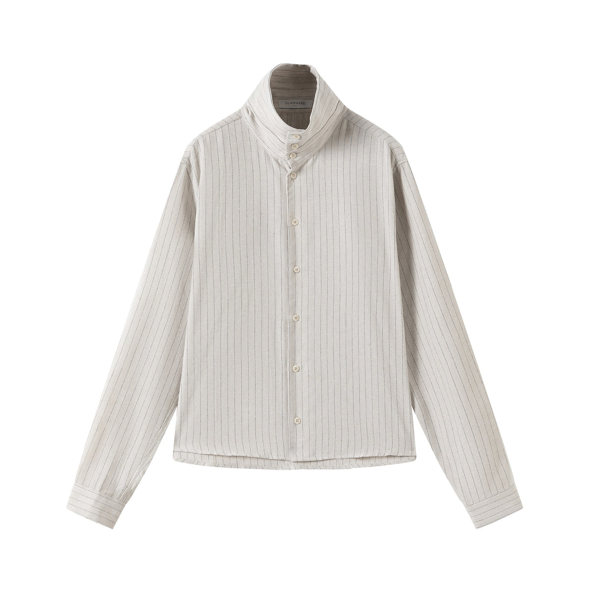 VLABMADE Striped Linen-Blend Boxy Cropped Shirt