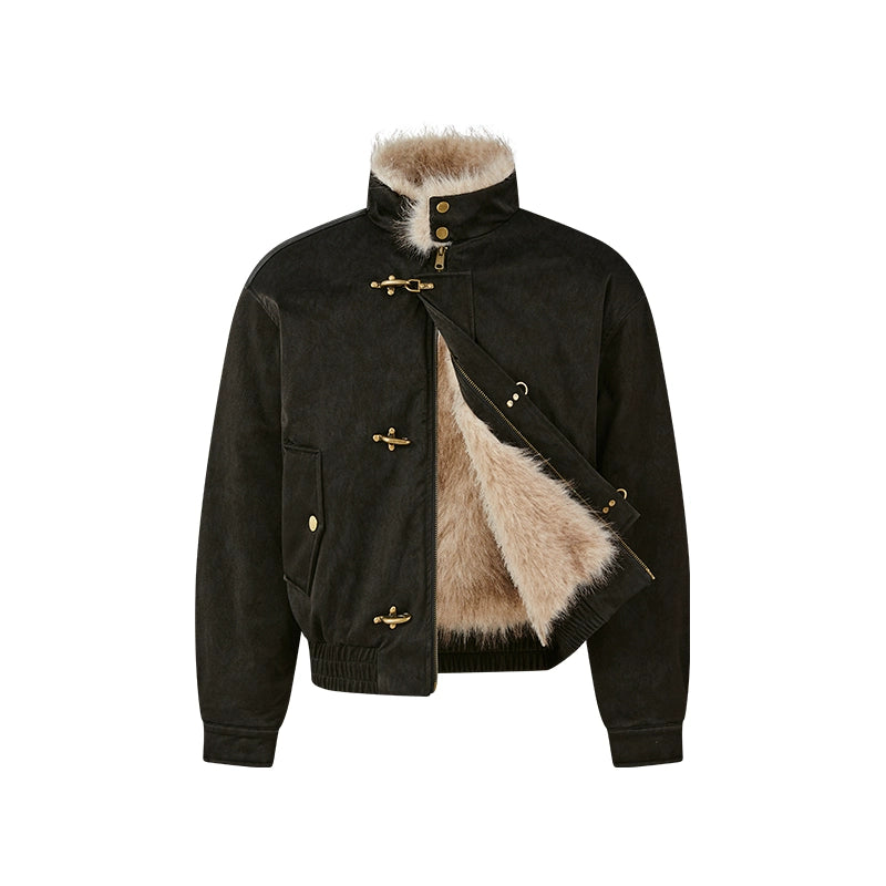 KREATE Aircraft Buckle Pu Leather Jacket