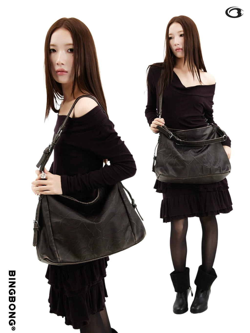 BINGBONG Pleated Commuter Shoulder Bag
