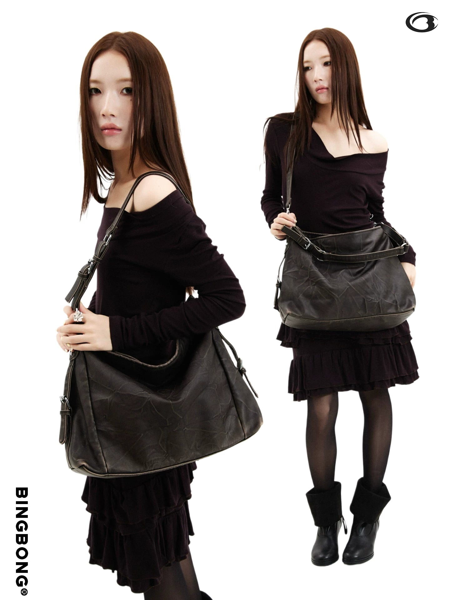 BINGBONG Pleated Commuter Shoulder Bag