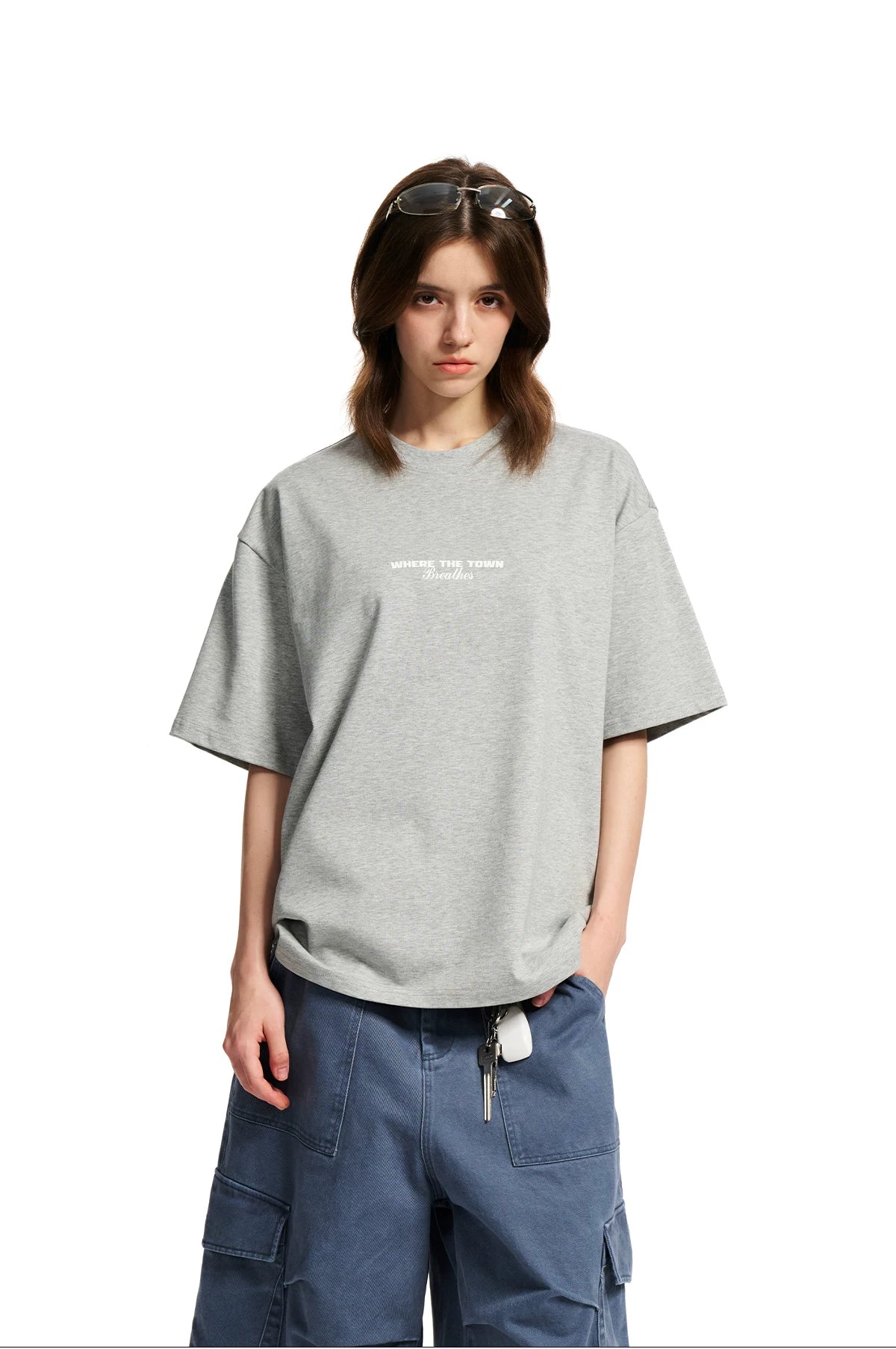 Loopsoon Back Letter Print Loose Versatile Tee