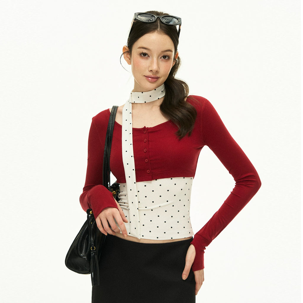 ARISEISM Polka Dot 260g Breathable Slim Fit Two-Piece Set