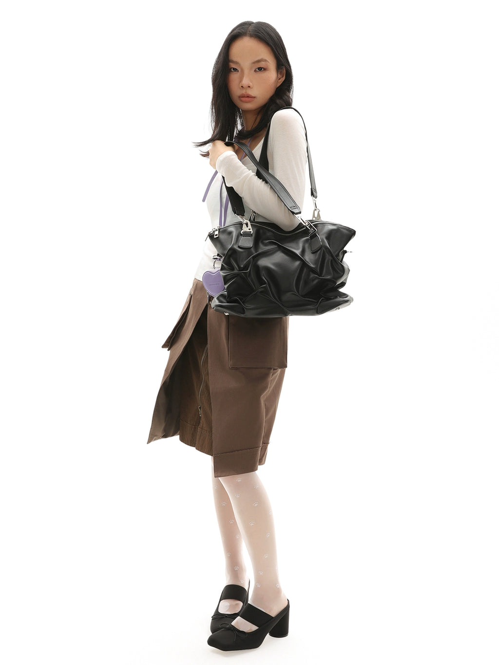 JANDRESS Pleated High-capacity Commuter Shoulder Messenger Bag