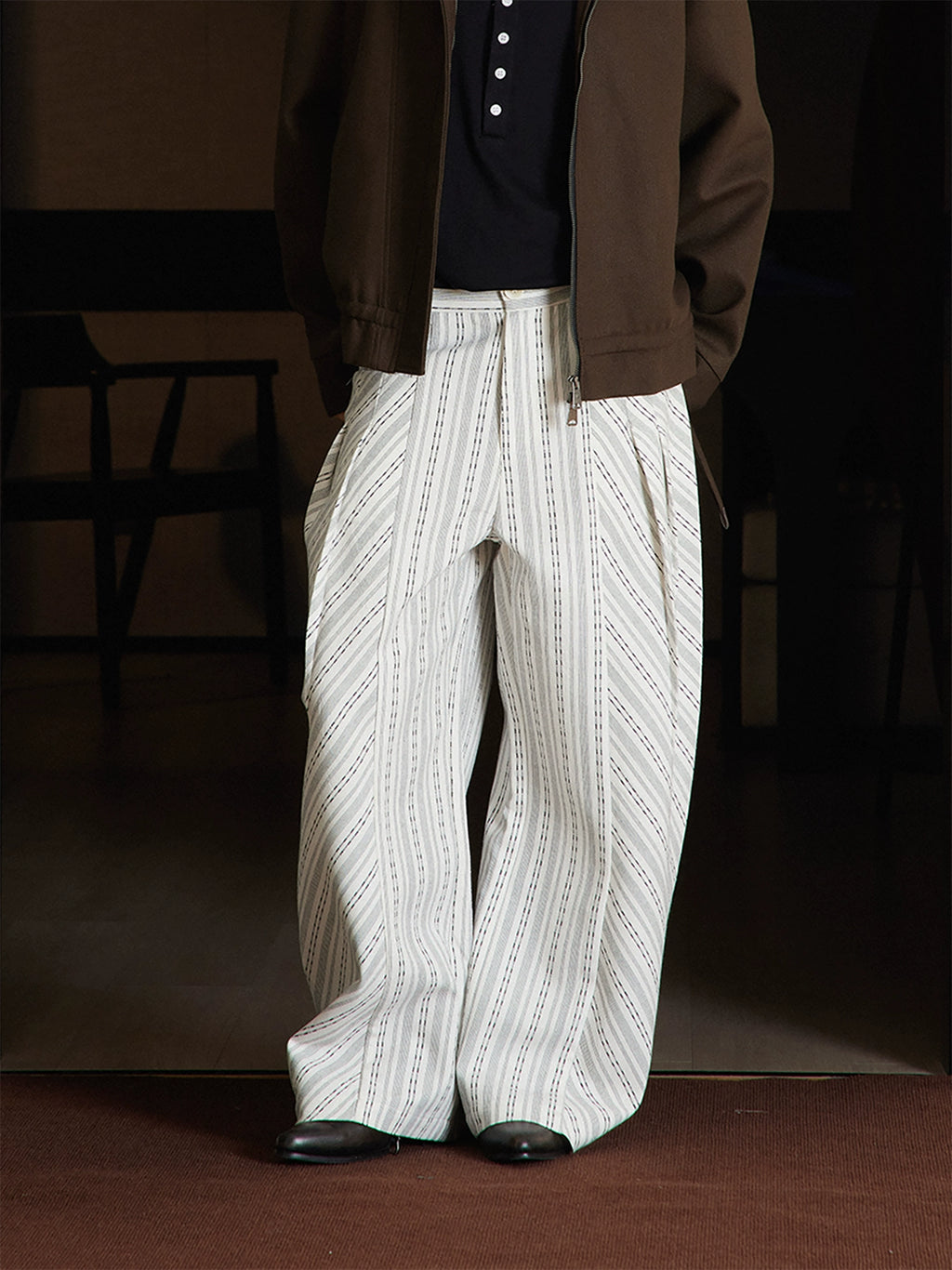 TZ Killer Versatile Loose Striped Pleated Trousers
