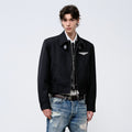 FACEON LAB Fine Wool Zip-Up Minimalist Men's Black Long-Sleeve Jacket
