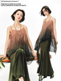 YEDM Tie-dye Gradual Change Suspender Fishtail Skirt Set