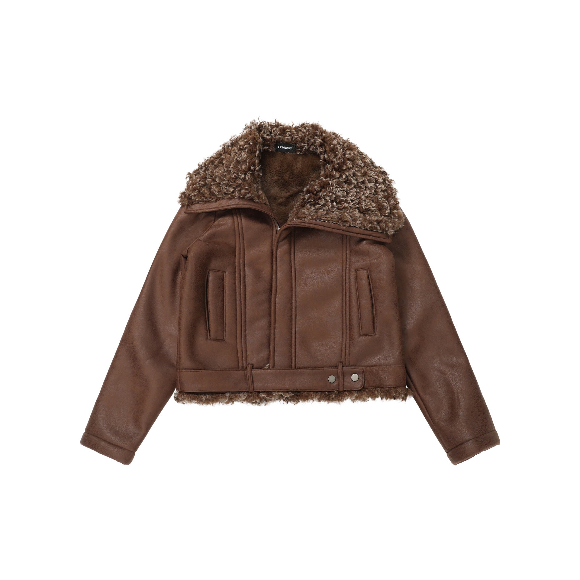 CHANYOOU Retro Asymmetrical Plush Lapel Jacket