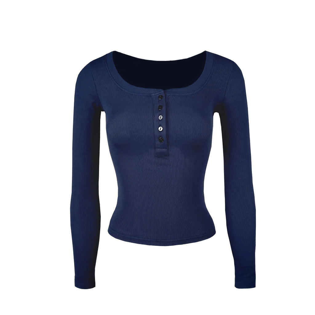 Jim Kennet Basic U-Neck Stretch Slim Henry Long Sleeves