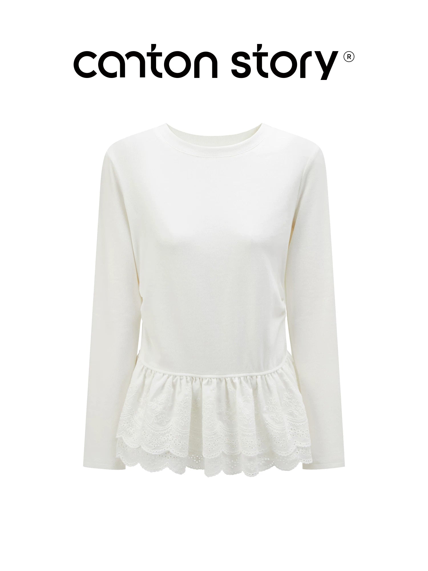 Cantonstory Crew Neck Lace Long Sleeve
